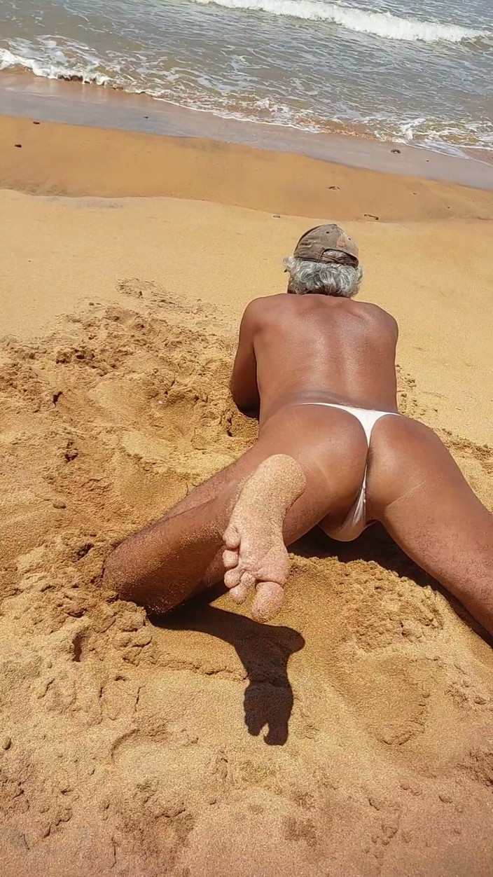 Ladysilvas: Ladysilva on the Beach in Panties Tanning Her Hot Ass