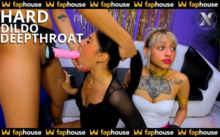 X Live Community: Strong Deep Throat Fucking Session with a Huge Dildo for...
