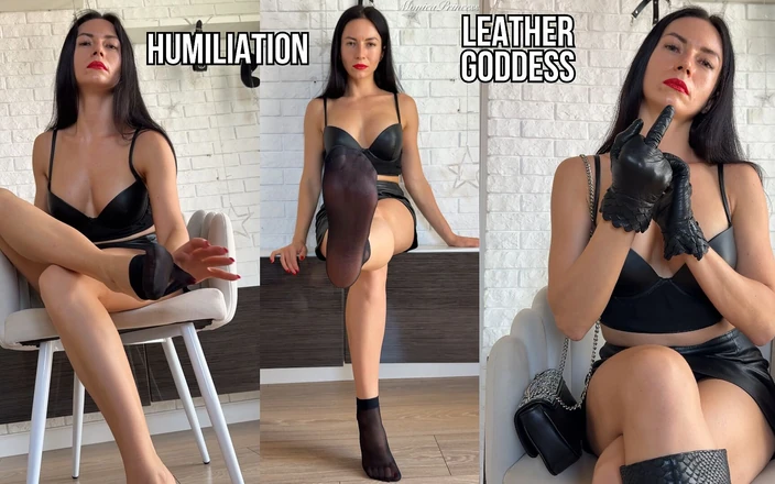 Princess Monica: Leather Goddess, Slave Training, Humiliation, Feet in Nylon Socks Worship 4K