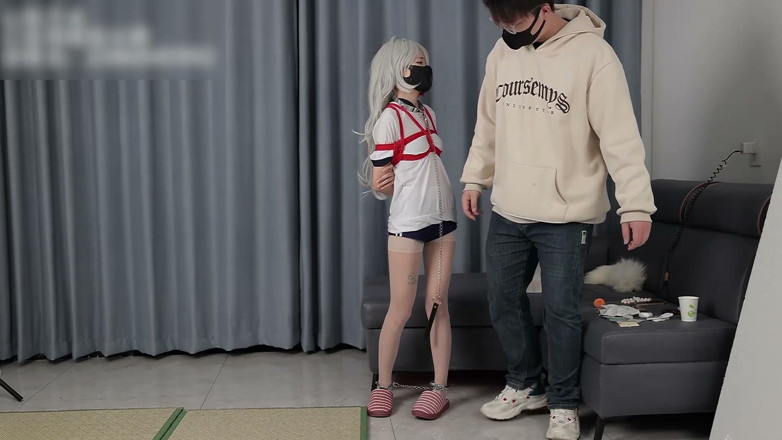 Asian bondage: My Cute Girlfriend in White Stockings and White Hair Played...