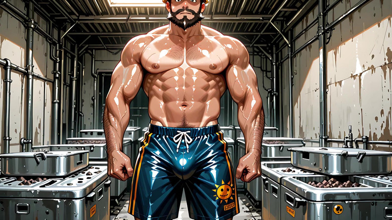 Erotic Man: Ai Charaktere mit Muskeln, hemdlos