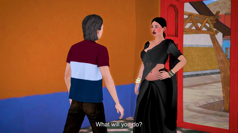 Piya Bhabhi: Desi indyjska macocha różowa cipka Czarny Sari pasierb zakochał się...