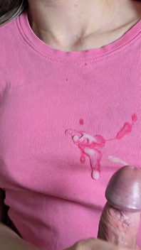 He Chose to Cum on Her Clothes Instead of Her Naked Tits!