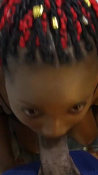Ebony Bitch Been a Busy Girl Just Started Laundry While Giving Sloppy Blowjob on Knees - Mastermeat1