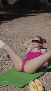 Outdoor Yoga in Pantyhose in the Forest