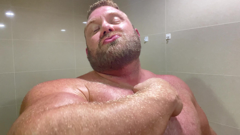 Jack stacked: Flexing in the Bathroom After the Gym!