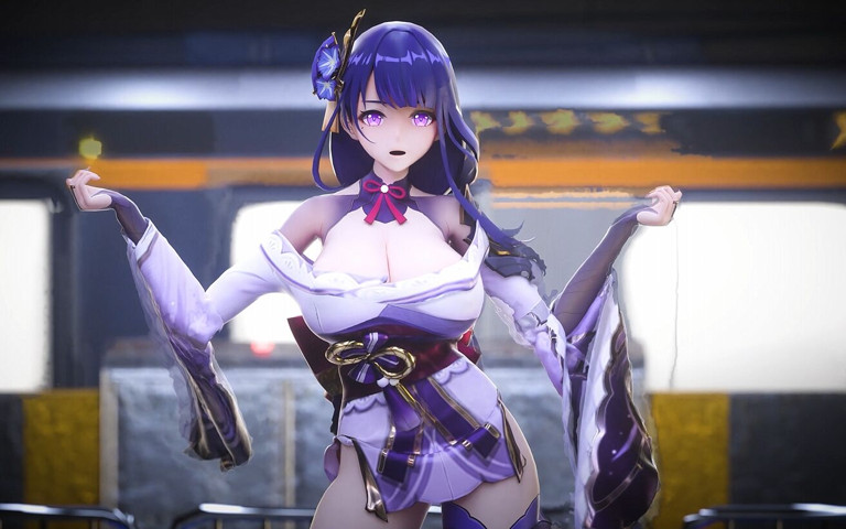 [mmd] Raiden Shogun Phone Number Oversized Cup Big Breasts Riding Dance Sex Sex (MikuMotion)