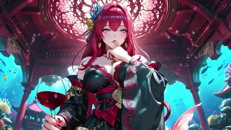 Tay Swift X: Forbidden Feast in the Underwater Palace, Black and Red Kimono...