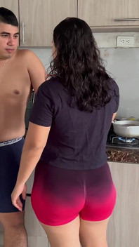 Roommate Fucks Me Hard in the Kitchen and Creampies My Tight Pussy