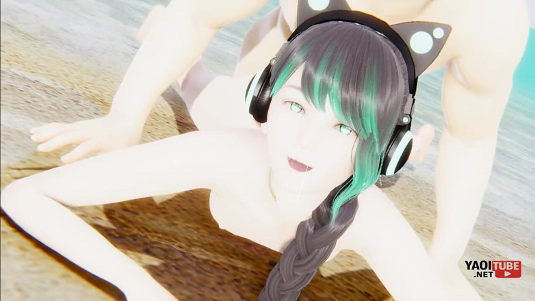 Yaoitube: フェムボーイヤオイ - キャットボーイのシンがBeach.mp4で犯される