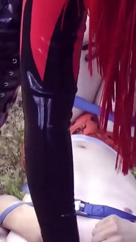 Femdom Humiliation, Pissing, Belly Fetish, Latex, Wet and Messy