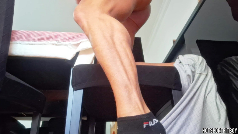 Hotsportfitboy: Hotsportfitboy Jerks Massive Cock on Chair and Moans Till Cum