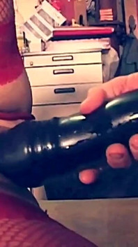 Hot MILF in Red Lingerie Fisted and Ass Fucked with Big Black Dildo