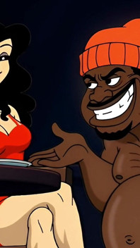 Valentijnsdag. Cartoon Waarin Een Vrouw Wordt Geneukt in Een Openbaar Toilet