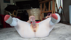 Aurora Willows: Sheer Punčocháče Ponožky, Dildo, Spread Doggy Cum