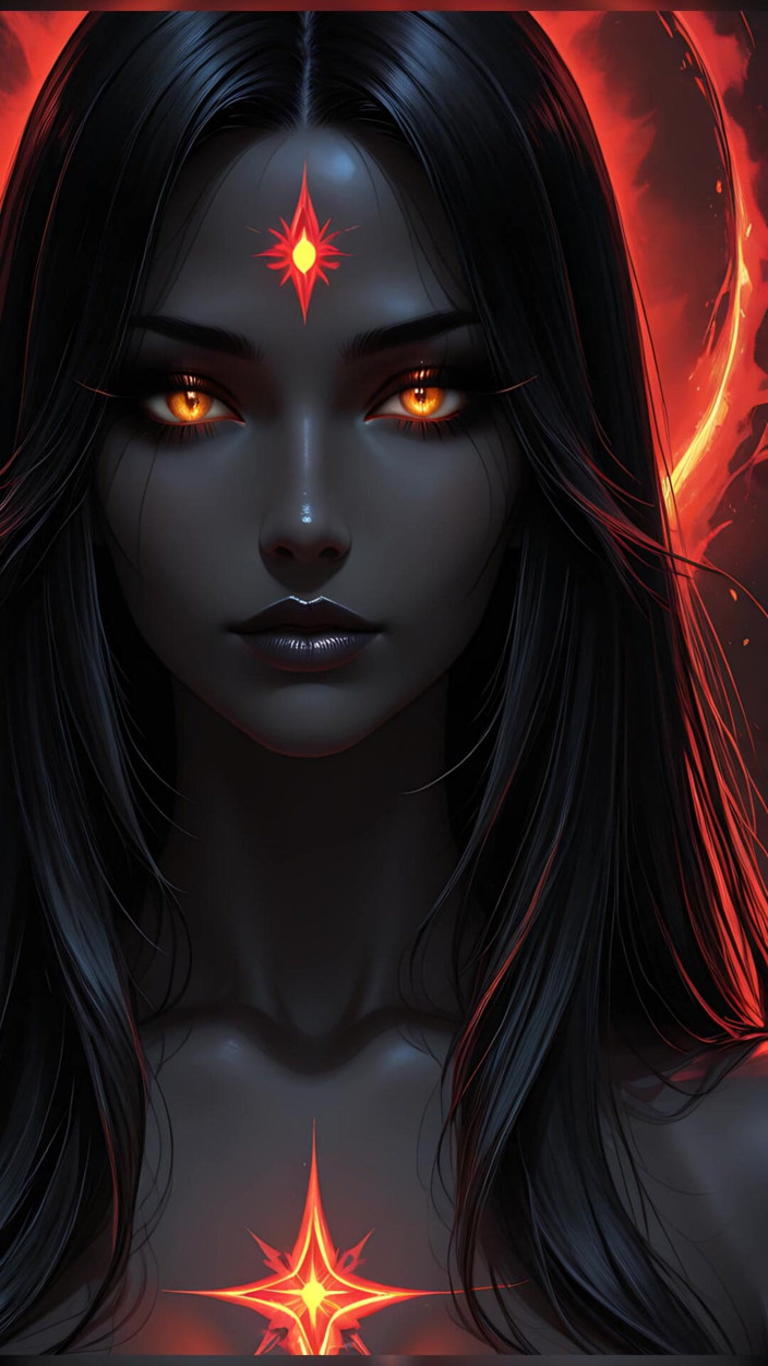 VelvetInk Studio: Shadow Assassin Warrior vrouw met jetzwart haar en Amber Eyes...