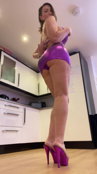 Purple Lingerie, Skirt, Heels & Dildo, Foot Fetish