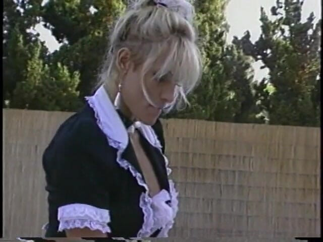 A Lesbian World: Blonde in maid outfit and brunette lick pussy and use...