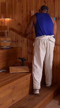 Ebony Sauna Seduction Wild Blowjob and Pussy Pound