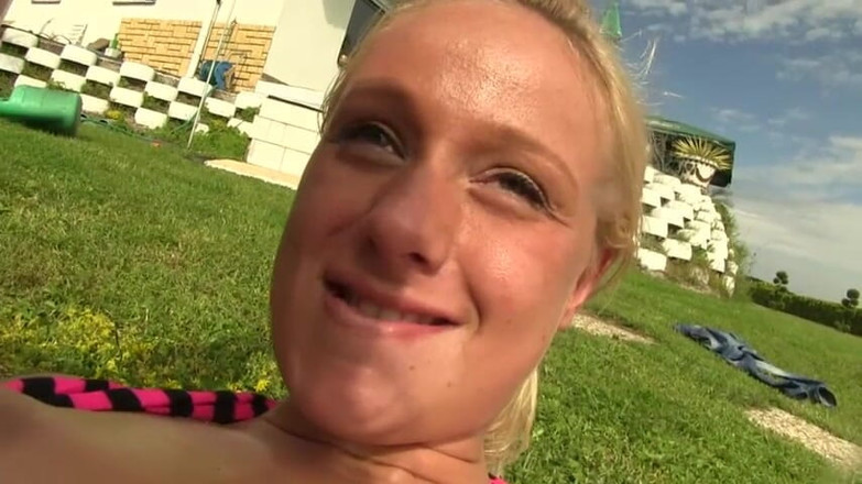 Backdoor Films: Big ass blonde whore enjoy in summer anal game