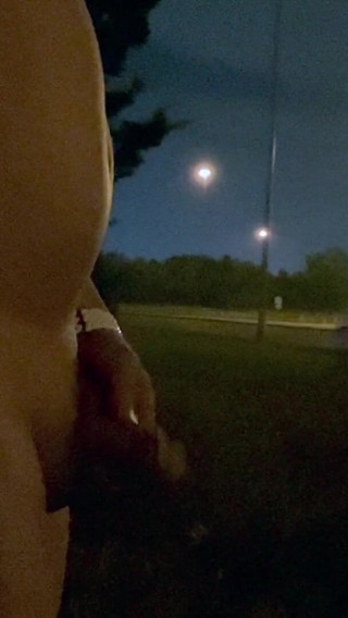 Midnight Roadside Piss Flex: Naked Muscle God Unleashed