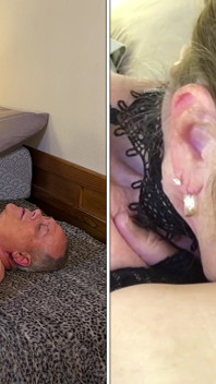 En fantastisk mormor deep throated cocksucking &manliga bröstvårts sugande äventyr
