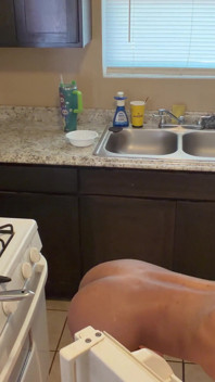 In the Kitchen Cooking and Preparing Food Booty Naked!