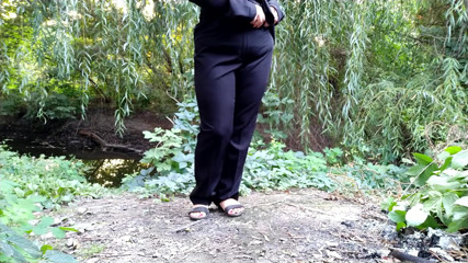 Elena: Big ass Russian MILF pissing outdoors