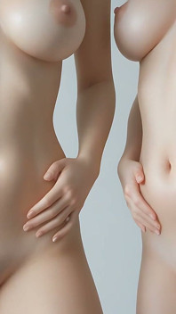 Two Adult Nude Women in Sensual Artistic Interaction