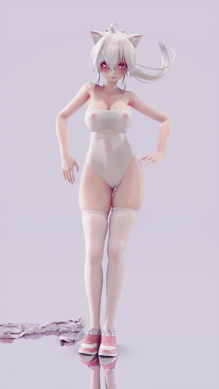 MikuMotion: シスター - シェイクイット ホワイトストッキングス;水着;ストリップ;巨 乳;ロングレッグス