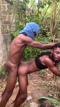Two Thuggish Guys with 12 Inches Cock Fuck a Bottom with 11 Inches Cock Inside the Busj