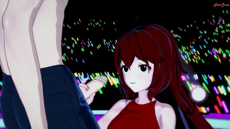 Hentai Smash: Girlfriend sucking dick in front of a crowd and swallowing...