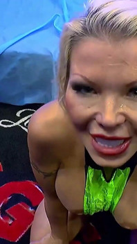 Blonde Slut Gets Her Face Covered in Cum by Multiple Cocks