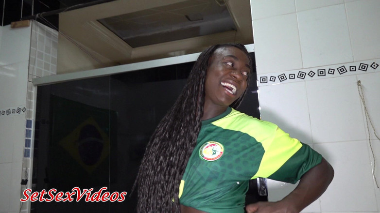 SetSexVideos: Fernanda Chocolatte with Senegal Jersey Being Fucked by Brazilian, at...