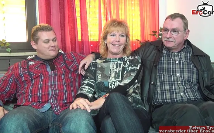 EroCom: Natural German housewife next door in an amateur threesome