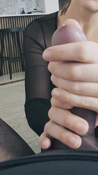 Slowly Eding a Big Nylon Cock Handjob