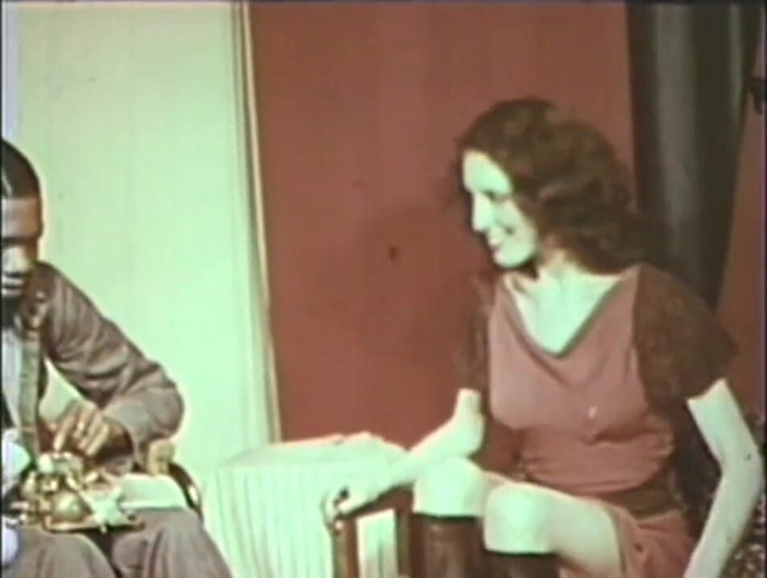 Vintage megastore: Skinny big boobs brunette first tries a big black cock