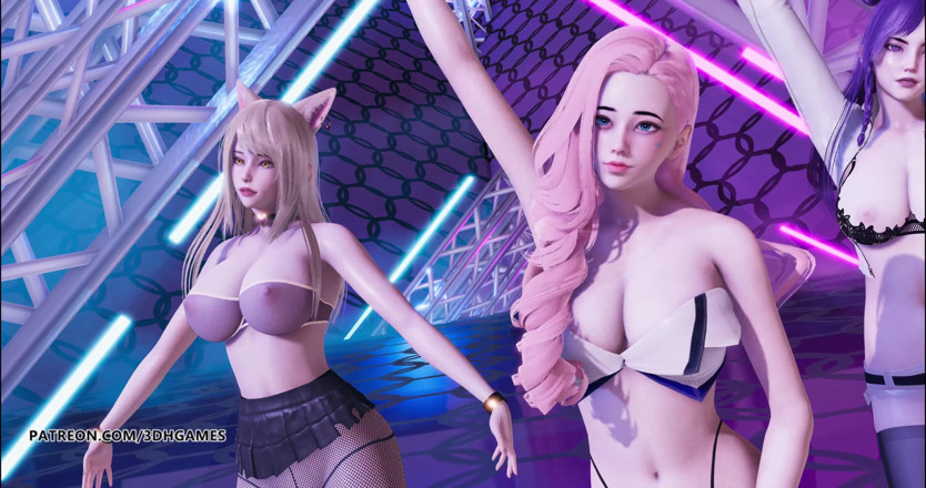 3D-Hentai Games: Dwukrotnie - Przełomowy striptiz Ahri Kaisa Seraphine liga legend kda sexy...