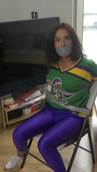 Latina in: Hockey Team Member Taped up to a Chair and Tape Gagged! (4k)