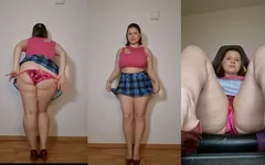 Menggoda cewek dengan celana dalam satin di balik rok mininya!