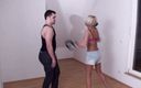 Femdom Austria: Blondie&amp;#039;s beating session with boxing gloves