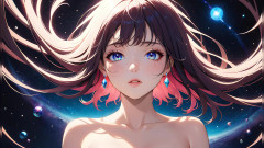 LustRender: Voidgazer: krásná mladá žena s třpytícími se kosmickými pihami