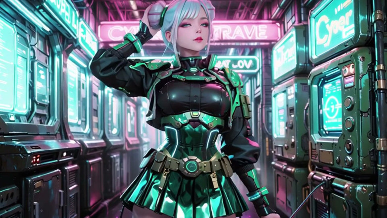 Seraphina Vale: The Green Armored Girl! Silver-haired Valkyrie Kneeling and Glancing Back,...