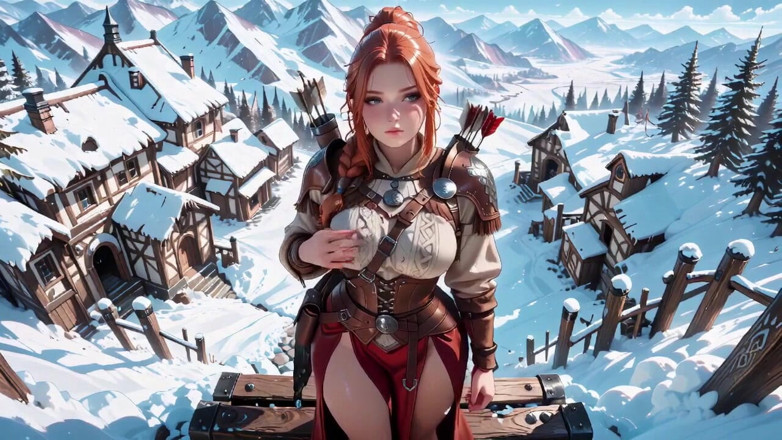 Tay Swift X: Illicit Leather Armor Seduction in Medieval Village. Cold Queen Unzips...