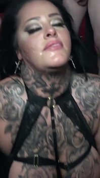 Tattooed BBW Ashley Creampie Gangbang Blowbang Session