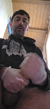 Straight Boy Jerks off on the Construction Site with Latex Gloves.
