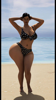 Mrs. Gunther Shaking It at the Beach