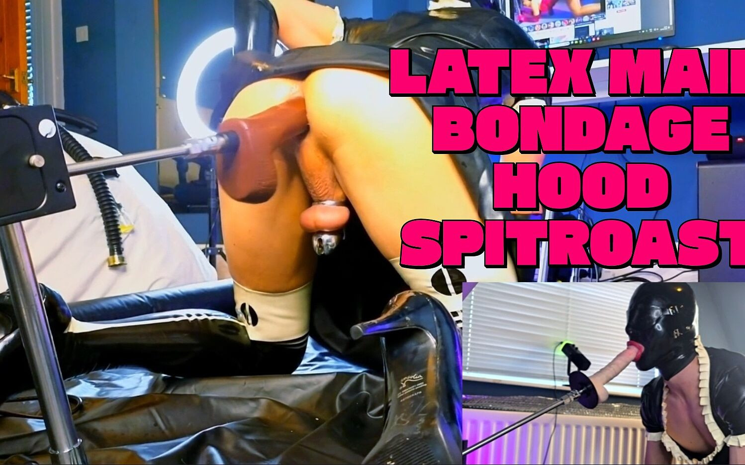 Latex Maid Bondage Hood Spit Roast