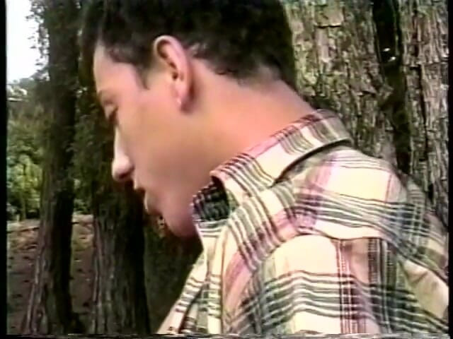 Gays Case: Hairy hunk rides his partner's dick in the woods