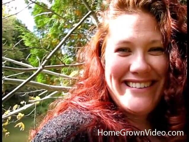 Homegrown BBW: Big beautiful redhead Jennifer takes outdoor dick
